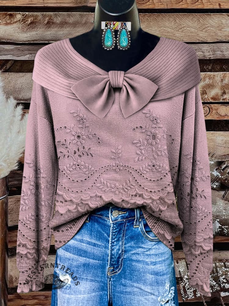 Women's Vintage Floral Print Casual Sweater