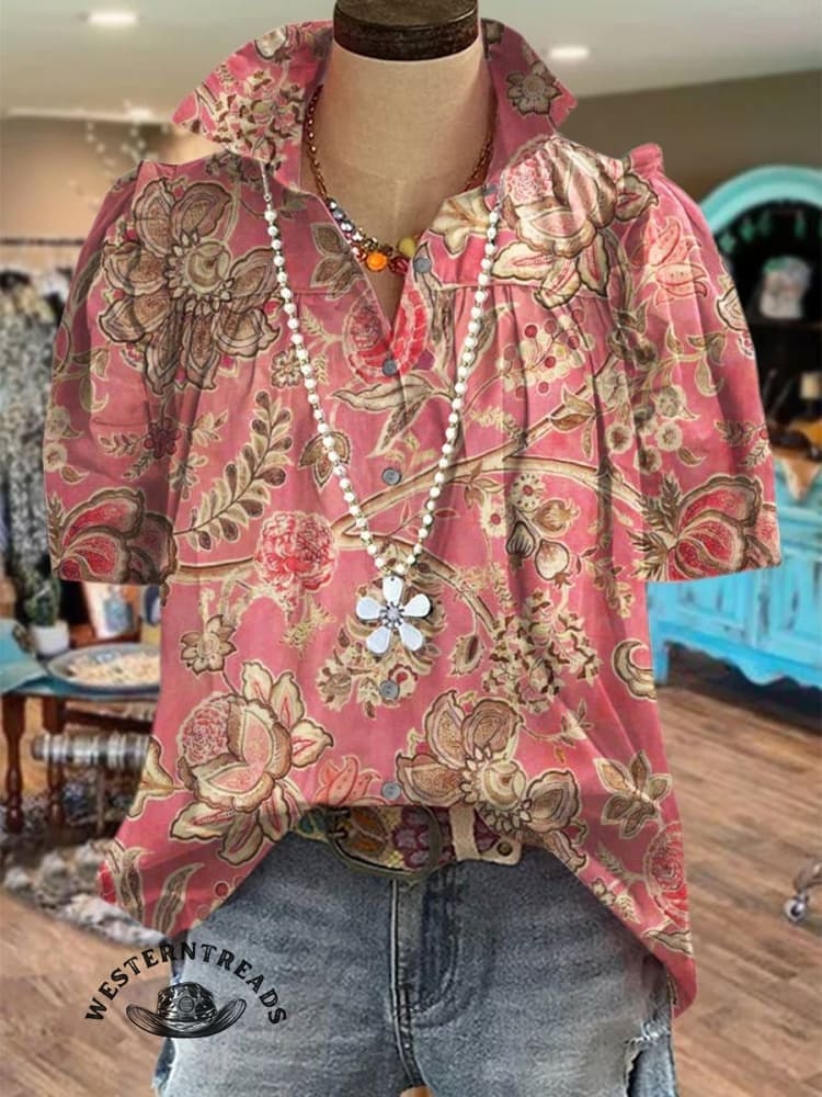 🔥Hot Sale🔥Women's Vintage Floral Print Casual Top - Image 8